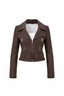 Brown Belted Biker Jacket – Structured Moto Leather Jacket for Women