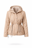 Women’s Waterproof Hooded Jacket – Lightweight Gold Windbreaker with Adjustable Waist