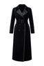 Black Wool Trench Coat with Leather Lapels & Belt – Luxury Tailored Coat