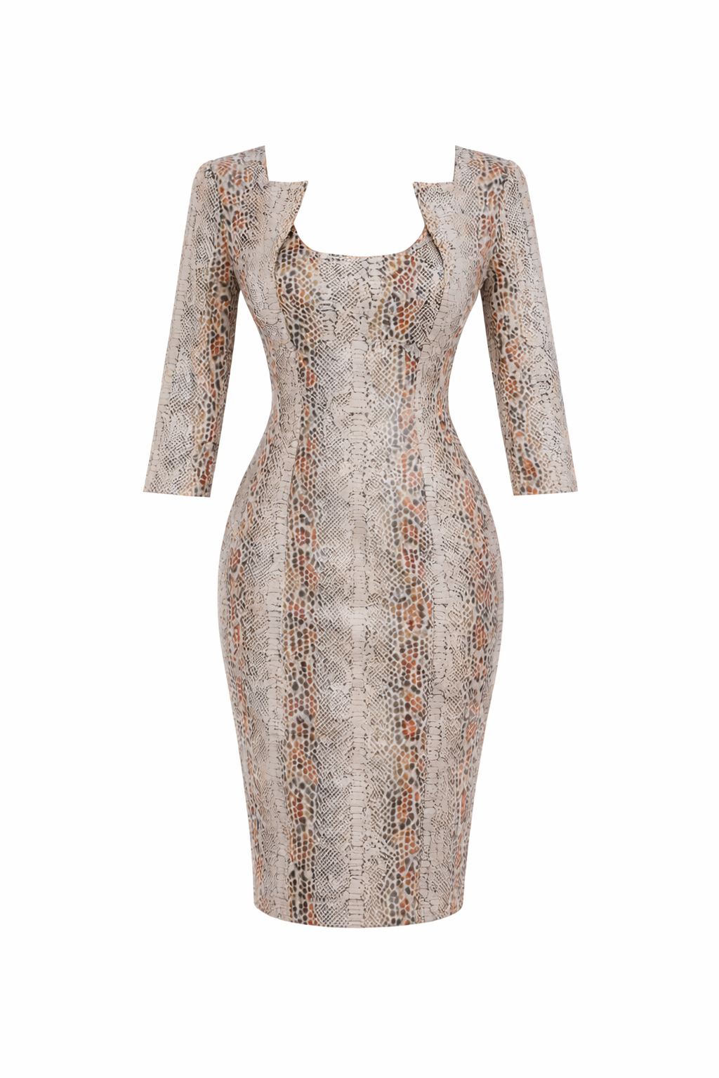 The Serpent Art Deco Dress – Brown Snake Mini Cocktail Dress Main image