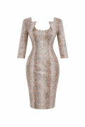 The Serpent Art Deco Dress – Brown Snake Mini Cocktail Dress