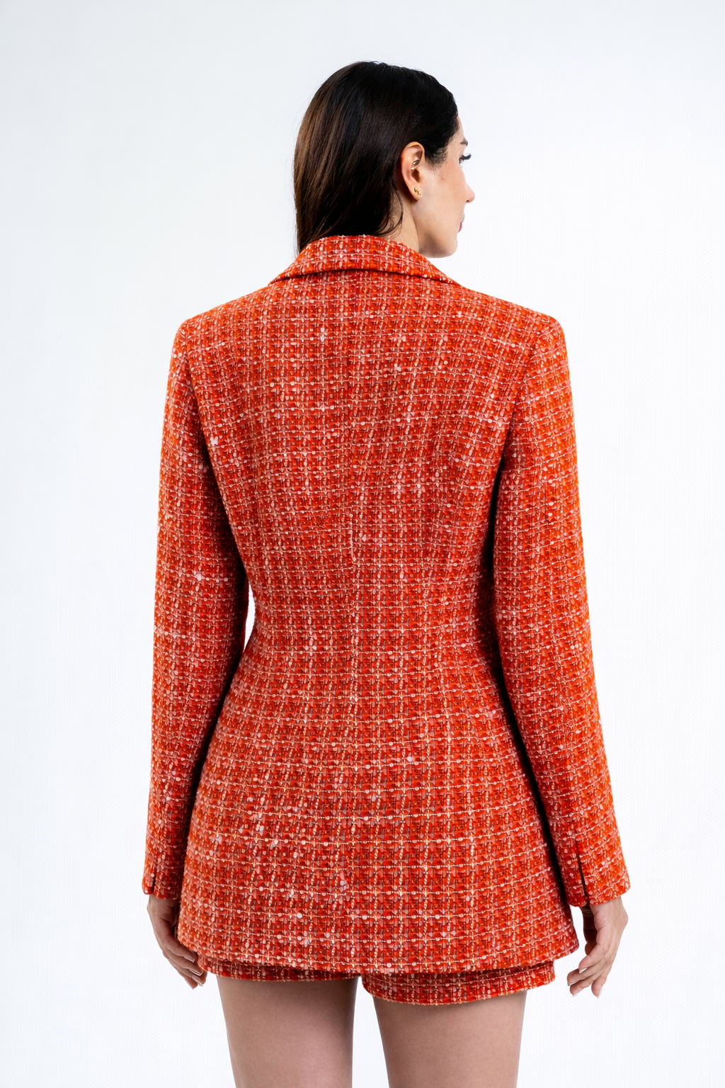 Red Tweed Blazer & Shorts – Luxury Women's Tailored Tweed Suit