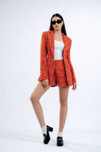 Red Tweed Blazer & Shorts – Luxury Women's Tailored Tweed Suit