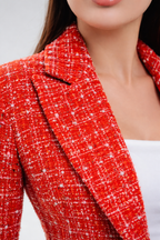 Red Tweed Blazer & Shorts – Luxury Women's Tailored Tweed Suit