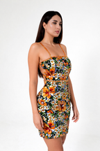 Floral Sequin Embroidered Mini Handmade Dress