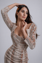 The Serpent Art Deco Dress – Brown Snake Mini Cocktail Dress