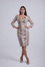 The Serpent Art Deco Dress – Brown Snake Mini Cocktail Dress