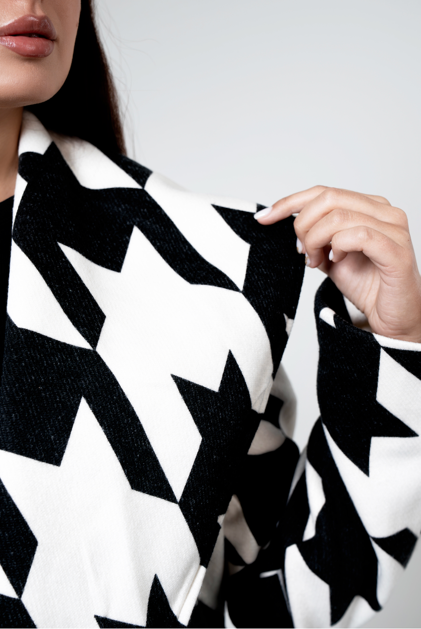 Oversized Statement Houndstooth Coat